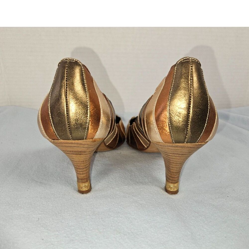 Vintage Gianni Versace Metallic Leather Patchwork Pointed Pumps Medusa Heel EU36 - Picture 3 of 8